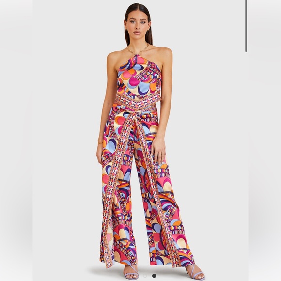 New Guess Marciano Colorful Halter Neck Crop Top Blouse S - Picture 4 of 5